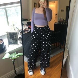 UO polka dot high-waisted & wide-legged trousers